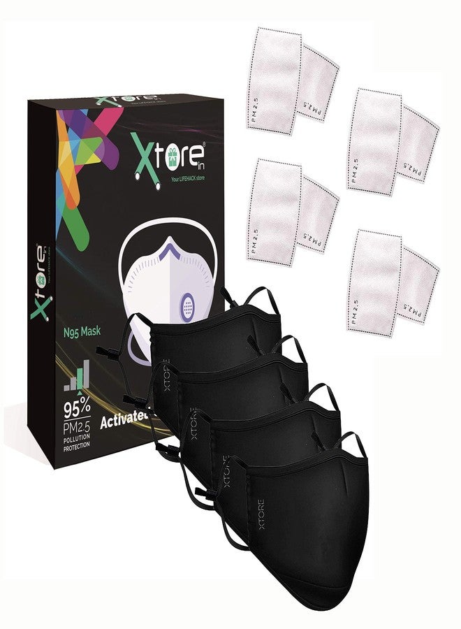 Xtore® N-95 Ultra Comfortable Anti Pollution Mask | Without Breathing Valve - (Pack of 4 masks, 8 filters) - Image 1