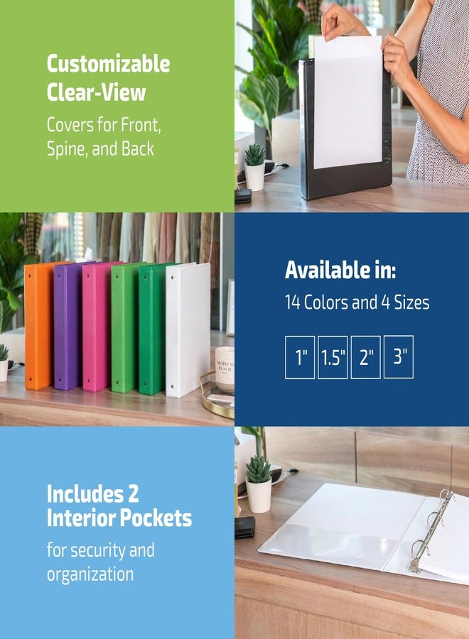 Davis Group Easyview Premium 3-Ring Binders with Clear-View Covers and Round Rings, Binders for School or Office, 1 Inch, Pack of 6, White - Image 3