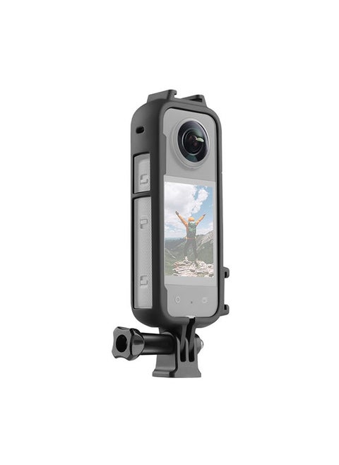 Protective Frame for Insta360 ONE X3 Action Camera Accessory | Cold Shoe PC Plastic Frame Case With 1/4 Screw Hole Camera Tripod Adapter Mount for Insta360 X3 Accessories (Black)