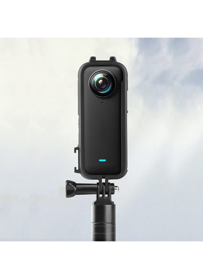 O Ozone - Protective Frame for Insta360 ONE X3 Action Camera Accessory | Cold Shoe PC Plastic Frame Case With 1/4 Screw Hole Camera Tripod Adapter Mount for Insta360 X3 Accessories (Black) - Image 1