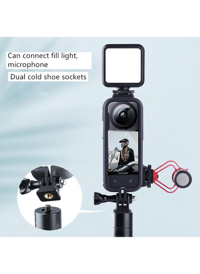 O Ozone - Protective Frame for Insta360 ONE X3 Action Camera Accessory | Cold Shoe PC Plastic Frame Case With 1/4 Screw Hole Camera Tripod Adapter Mount for Insta360 X3 Accessories (Black) - Image 1