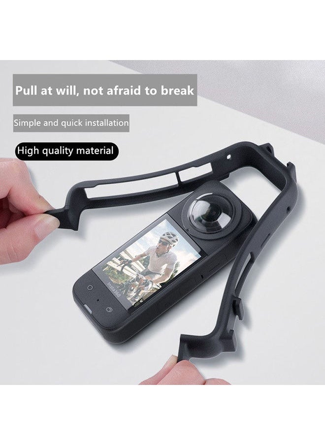 O Ozone - Protective Frame for Insta360 ONE X3 Action Camera Accessory | Cold Shoe PC Plastic Frame Case With 1/4 Screw Hole Camera Tripod Adapter Mount for Insta360 X3 Accessories (Black) - Image 1