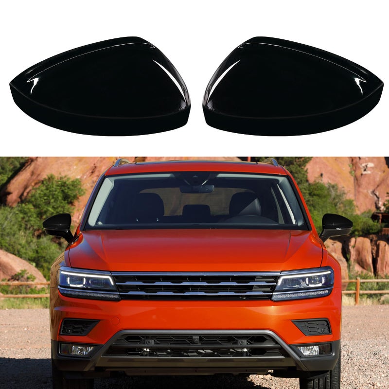 APESER Compatible with Volkswagen Tiguan Mirror Cover Replacement 20182020VW Allspace L MK2 Mirror Caps Driver Passenger SideLeft Right Side Door Rearview CoverClipon1 PairGlossy Black