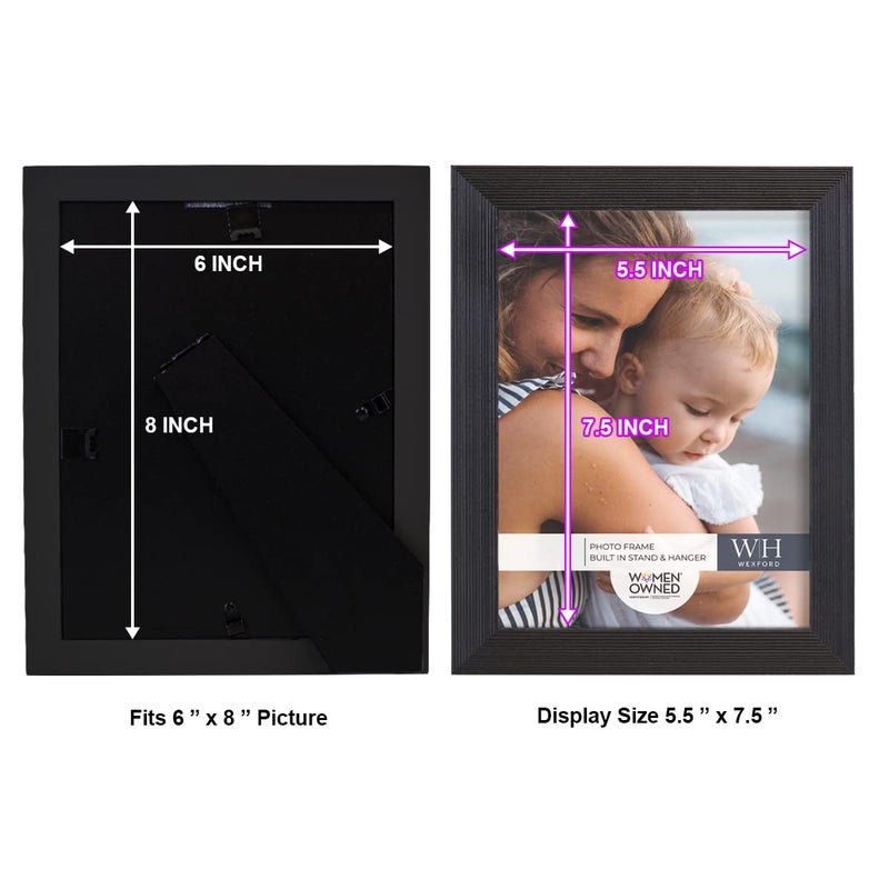 Renditions Gallery 6x8 inch Picture Frame Modern Style Wood Pattern and High Definition Glass Ready for Wall and Tabletop Photo Display  Black Frame - Image 5