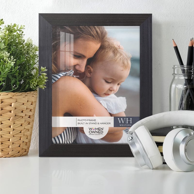 Renditions Gallery 6x8 inch Picture Frame Modern Style Wood Pattern and High Definition Glass Ready for Wall and Tabletop Photo Display  Black Frame - Image 4