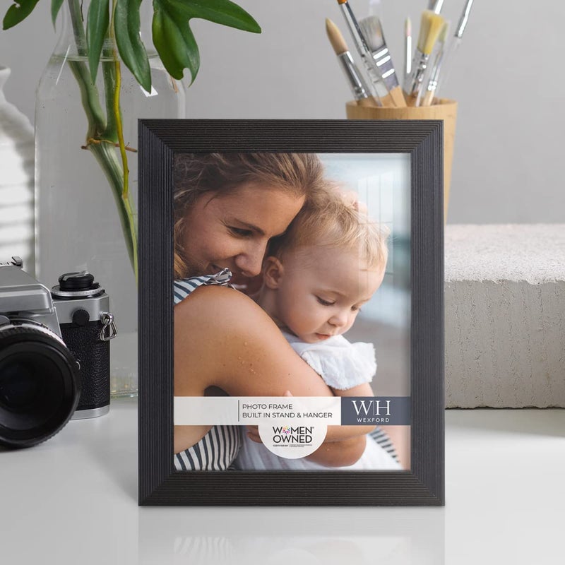 Renditions Gallery 6x8 inch Picture Frame Modern Style Wood Pattern and High Definition Glass Ready for Wall and Tabletop Photo Display  Black Frame - Image 3
