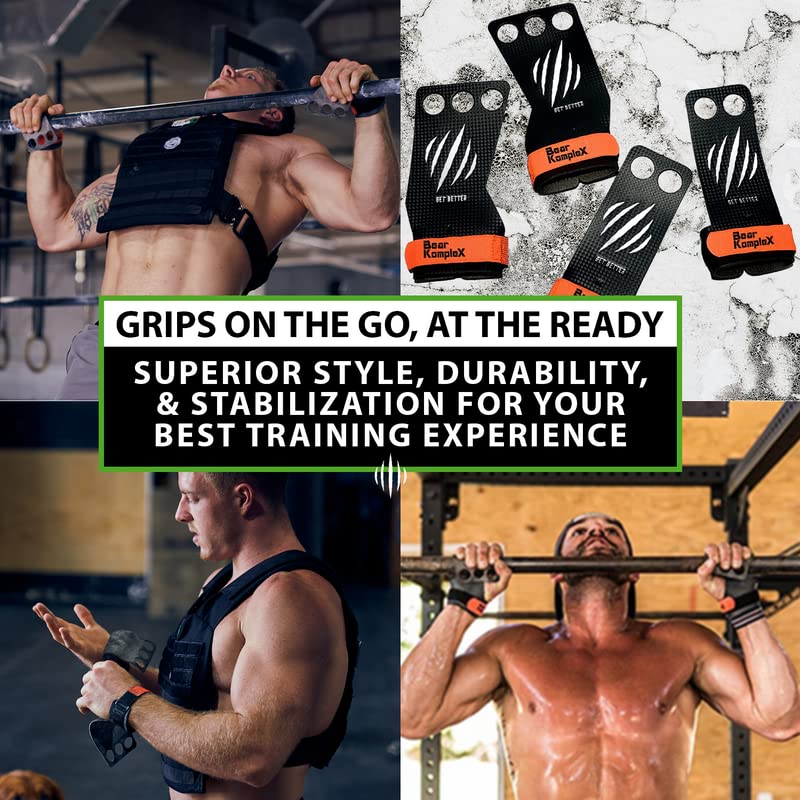 Bear KompleX - Cross Training Grips, Pull Up Hand Protection for Men and Women, Gymnastics and Weightlifting Carbon Fiber Wrist Wraps, Premium Workout Equipment for Gymnastic Bars & Training - 3 Hole - Image 3