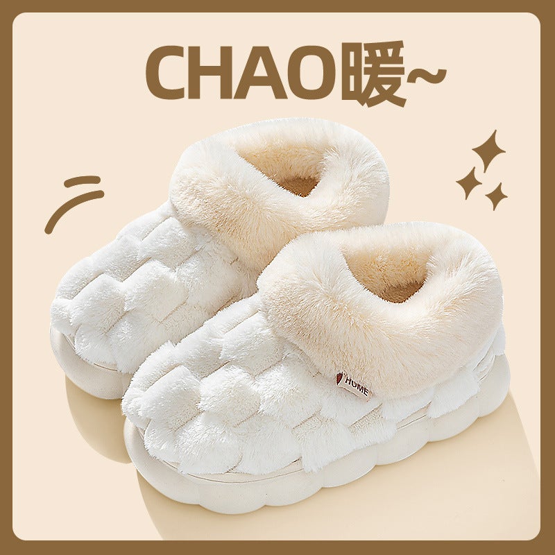 Cixi Cotton Shoes For Women, Winter Indoor Home Slippers With Thick Soles, Non-Slip Couple Warm Maternity Shoes, Winter Plush Men'S Shoes - Image 4