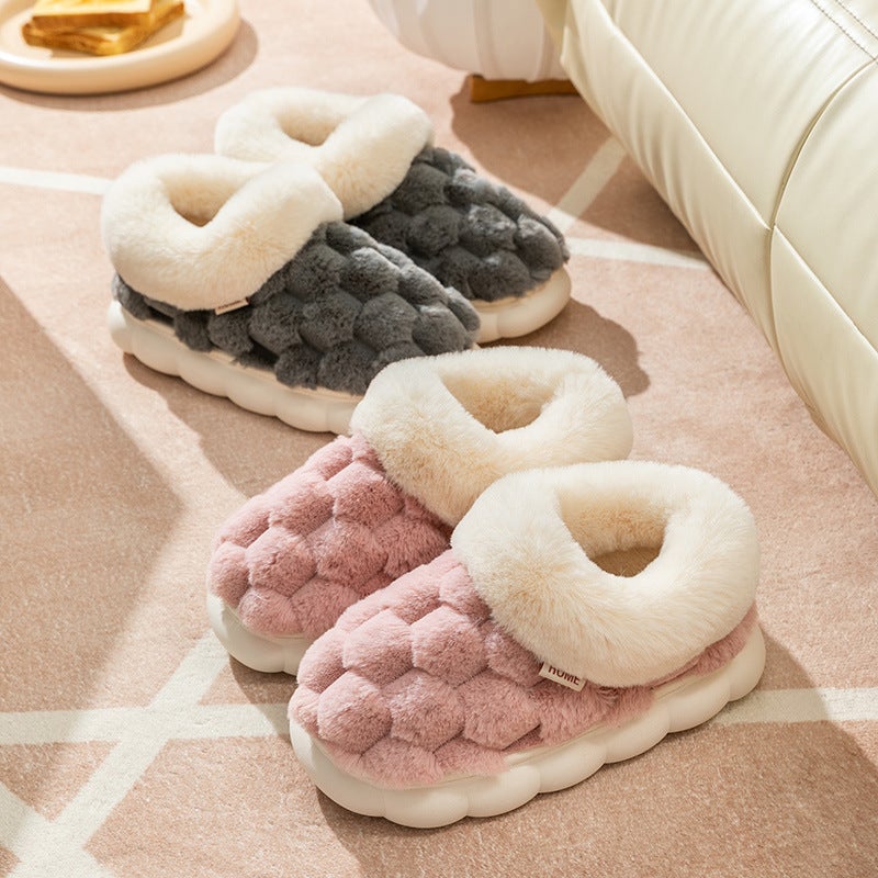 Cixi Cotton Shoes For Women, Winter Indoor Home Slippers With Thick Soles, Non-Slip Couple Warm Maternity Shoes, Winter Plush Men'S Shoes - Image 2