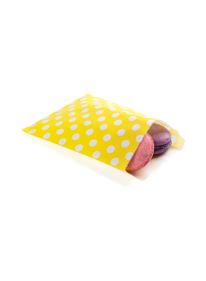Restaurantware Restaurantware Paper Cookie Bags 7x5 Inch Pack of 100 Yellow Rectangle Greaseproof Polka-Dot Paper Treat Bags with Open-Top, Cookie Bags with Seal for Baked Goods, Snacks, Bagel, Sandwich  - Image 2