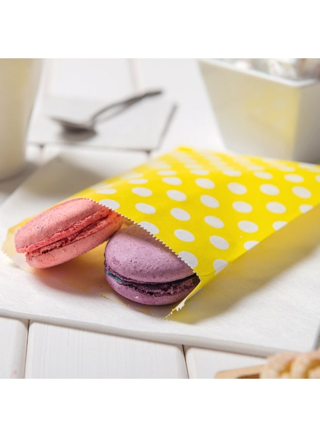 Restaurantware Restaurantware Paper Cookie Bags 7x5 Inch Pack of 100 Yellow Rectangle Greaseproof Polka-Dot Paper Treat Bags with Open-Top, Cookie Bags with Seal for Baked Goods, Snacks, Bagel, Sandwich  - Image 3