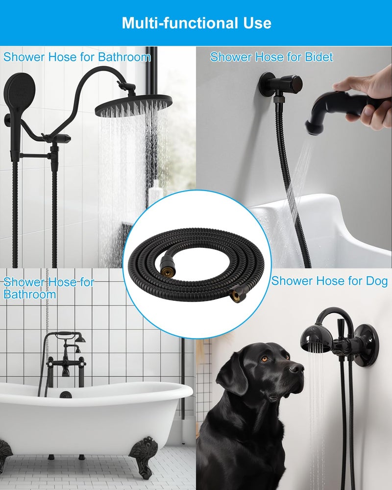 Hibbent All Metal Shower Hose, 90 Inch Stainless Steel Extra Long Shower Hose Replacement, Anti-Twist Flexible Bathroom Handheld Shower Head Hose Extension with Brass Insert & Nut, Oil Rubbed Bronze - Image 5
