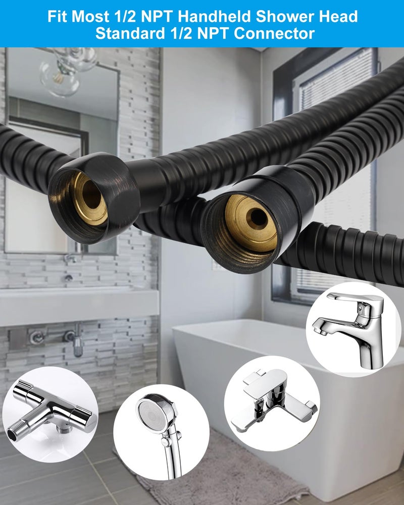 Hibbent All Metal Shower Hose, 90 Inch Stainless Steel Extra Long Shower Hose Replacement, Anti-Twist Flexible Bathroom Handheld Shower Head Hose Extension with Brass Insert & Nut, Oil Rubbed Bronze - Image 4