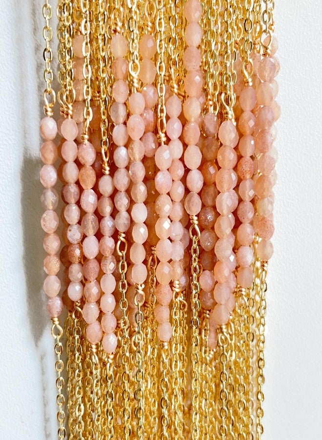 DeScount Dainty Beaded Sunstone Bar Necklace,18K Gold Plated Delicate Handmade Faceted Sunstone Beads Bar Boho Necklaces for Women - Image 4