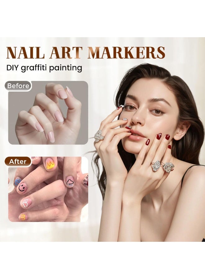 ATRJSZ 12 Colors Nail Art Pens Set, 2025 New Nail Art Markers for Gel Nails, DIY Nail Art Marker Drawing Painting Liner Pen, Nail Art Tools for Graffiti Dotting Drawing Painting Point Liner DIY (1 Set) - Image 5