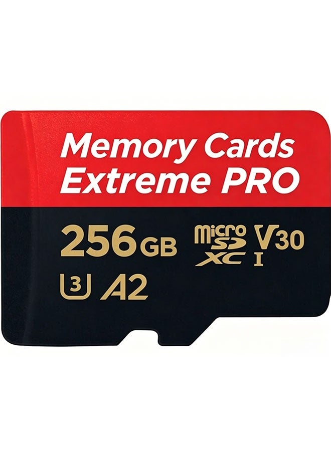 256GB Micro SD card, SD memory card, with read/write speed up to 200MB/s, suitable for smartphones, dash cams, action cameras, surveillance and security cameras. - Image 1