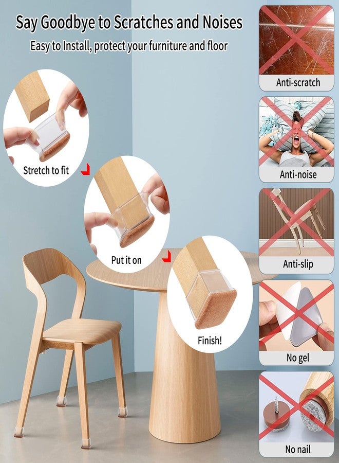 Ezprotekt قطع من واقيات أرجل الكراسي الكبيرة جدًا مع لباد، أغطية أرجل الكراسي، وسادات أثاث الكراسي من اللباد، واقيات أرضيات للكراسي، واقيات أرجل كراسي البار، أغطية أكواب أرجل الكراسي (مناسبة لمقاس 1.45-2 بوصة، شفافة) - Image 5