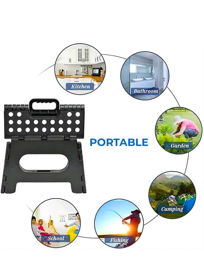 Chase Up Folding Step Stool For Kids | Stepping Stool | 11 Inches Wide And 8 Inches Tall Foldable Step Stool Holds Up To 300 Lbs | Plastic Collapsible Step Stool For Bathroom, Garden & Kitchen (Black)  - Image 2