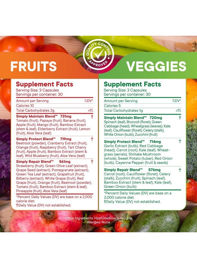 Generic Simply Nature's Pledge - Packed with 42 Different Fruits & Vegetables - 2-Month Supply - Made with Real, Non-GMO Whole Foods - Supports Energy & Overall Wellness - Soy-Free - 360 Capsules  - Image 4