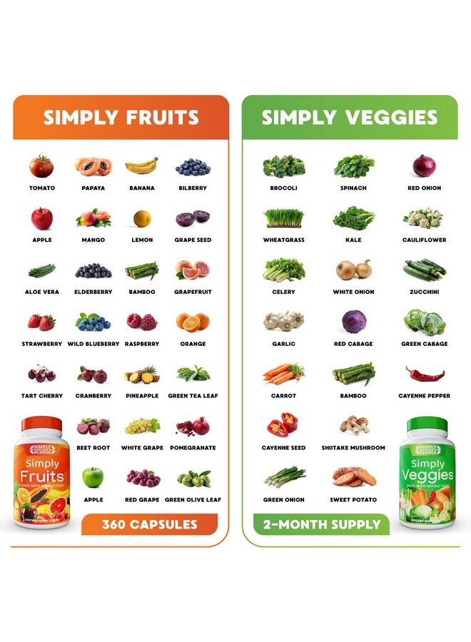 Generic Simply Nature's Pledge - Packed with 42 Different Fruits & Vegetables - 2-Month Supply - Made with Real, Non-GMO Whole Foods - Supports Energy & Overall Wellness - Soy-Free - 360 Capsules  - Image 5