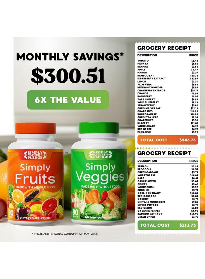 Generic Simply Nature's Pledge - Packed with 42 Different Fruits & Vegetables - 2-Month Supply - Made with Real, Non-GMO Whole Foods - Supports Energy & Overall Wellness - Soy-Free - 360 Capsules  - Image 3
