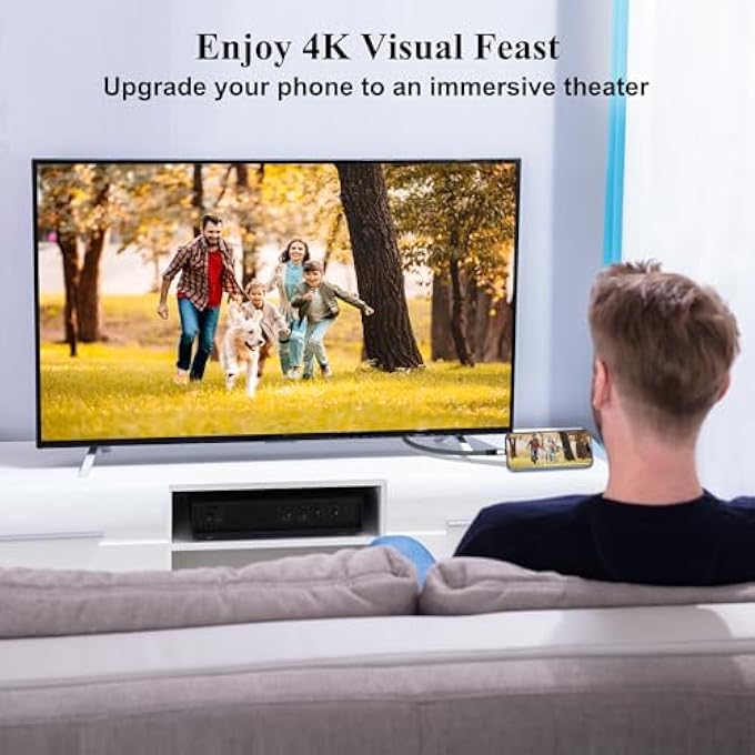 rayihni USB C TO HDMI CABLE 8 FT, 4K TYPE-C TO HDMI BRAIDED CORD, [THUNDERBOLT 3/4 COMPATIBLE], FOR IPHONE 15 SERIES, MACBOOK PRO/AIR, IPAD PRO, GALAXY S23, NOTE 20, SURFACE, DELL, HP, WITH 2 HDMI ADAPTERS - Image 3