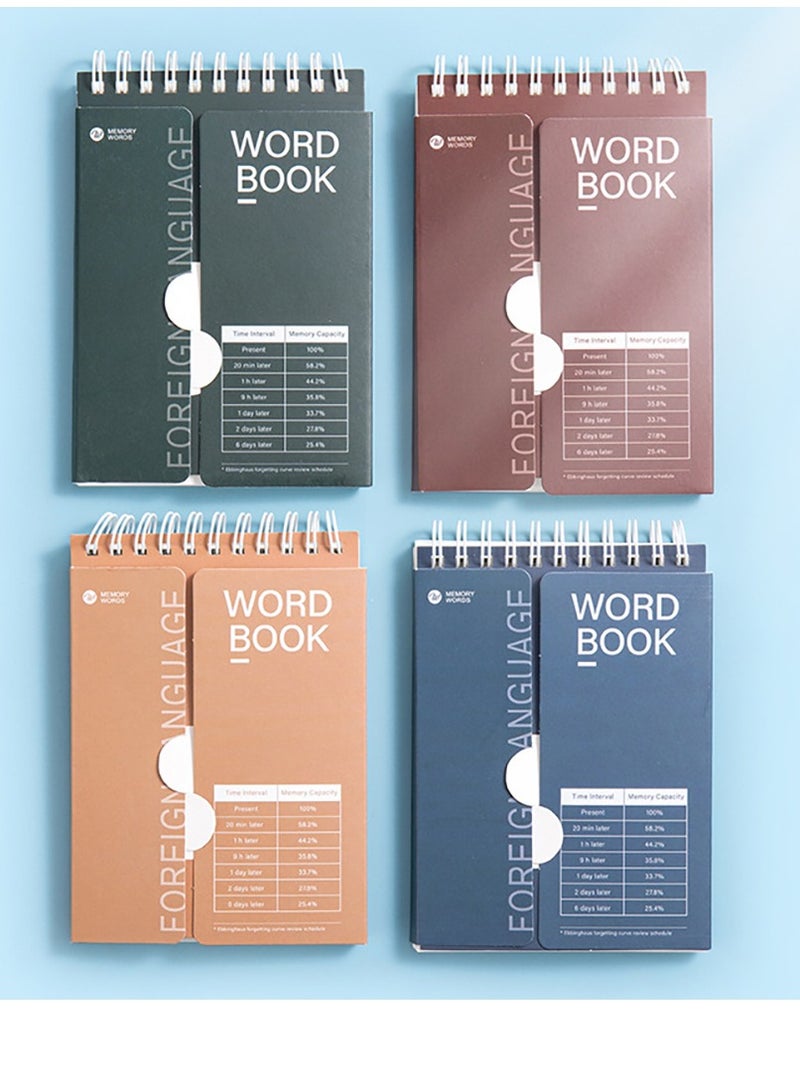 Pocket Notebook, 4Pcs Planner Word Book Diary Memo Notebook, A6 Memory Curve Word Notebook Ebbinghaus Memory Method Student Postgraduate Entrance Examination Word Notebook Plan Notebook (Random Color) - Image 1