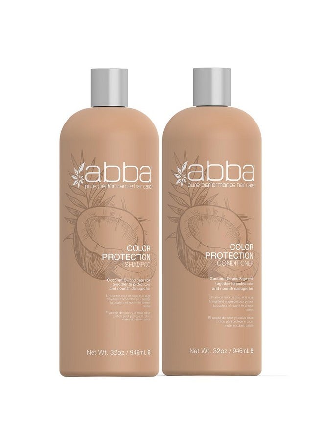 ABBA - Pure Color Protection Shampoo & Conditioner Duo - Coconut Oil & Sage, 32 Fl Oz Each  - Image 1