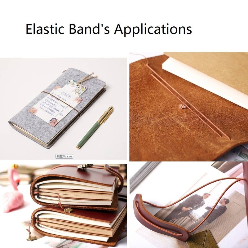 Dwpetzo 8 pcs Elastic Bands for TN Traveler Notebook,8.8 Yard Elastic Rubber Cords with 8 Decorative Toggles DIY Repair Kit for Refillable Leather Traveler's Journal - Image 2