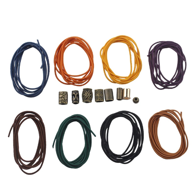 Dwpetzo 8 pcs Elastic Bands for TN Traveler Notebook,8.8 Yard Elastic Rubber Cords with 8 Decorative Toggles DIY Repair Kit for Refillable Leather Traveler's Journal - Image 1