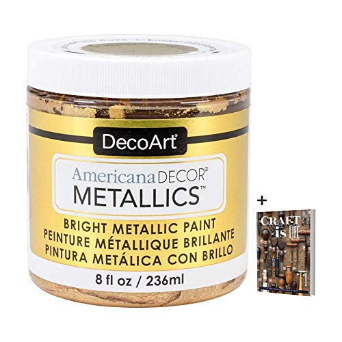 DecoArt Americana Decor Metallics 24K Gold - 8oz Metallic 24K Gold Acrylic Paint - Water Based Multi Surface Paint for Arts and Crafts, Home Decor, Wall Decor, Gilding & Touch Ups & Book - Image 1