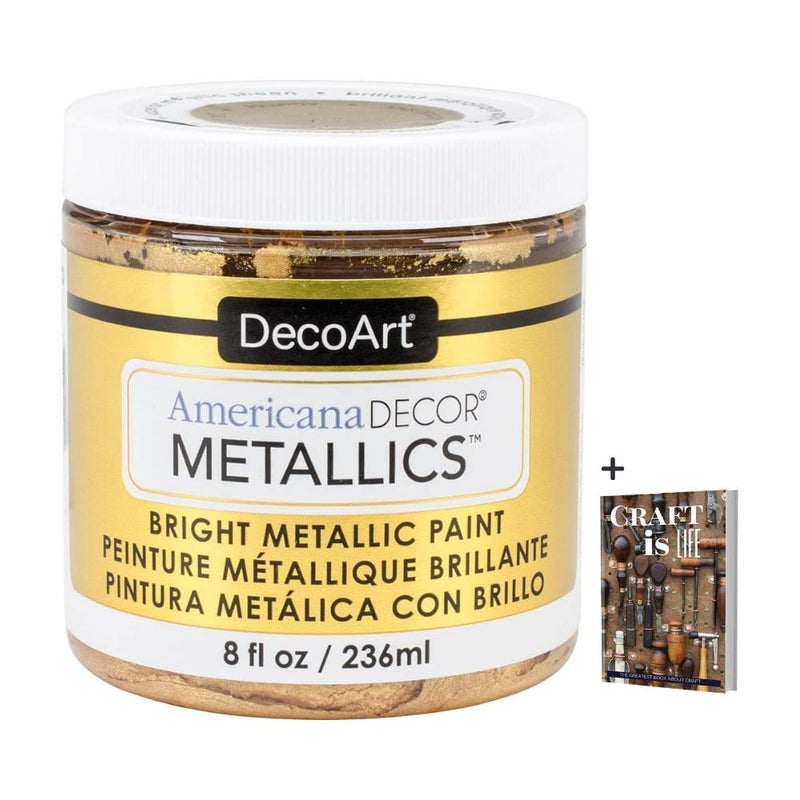 DecoArt Americana Decor Metallics 24K Gold - 8oz Metallic 24K Gold Acrylic Paint - Water Based Multi Surface Paint for Arts and Crafts, Home Decor, Wall Decor, Gilding & Touch Ups & Book - Image 5