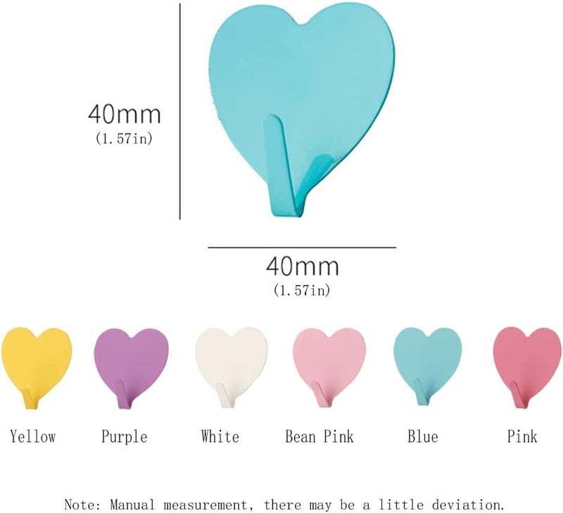 JtmyAota 6 Pack Heart Shaped Decorative Wall Hooks, Stainless Steel Strong Adhesive Wall Hook for Home Kitchen Bathroom Office (Light Pink) - Image 2