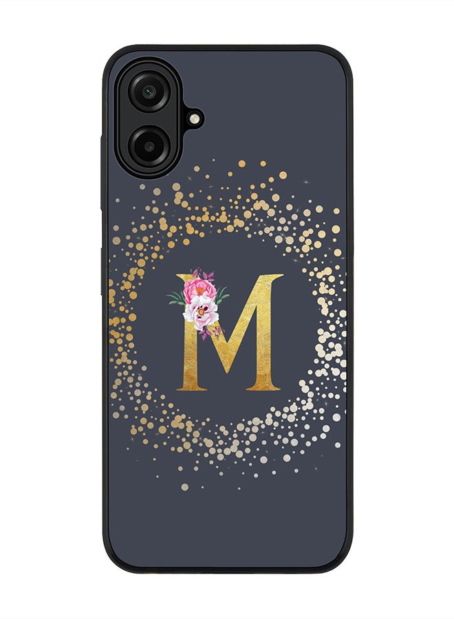 For Samsung Galaxy A07 4G Case,Slim fit Camera Protection, Shockproof Thin Phone cover  - Custom Monogram Floral - M  (Grey )