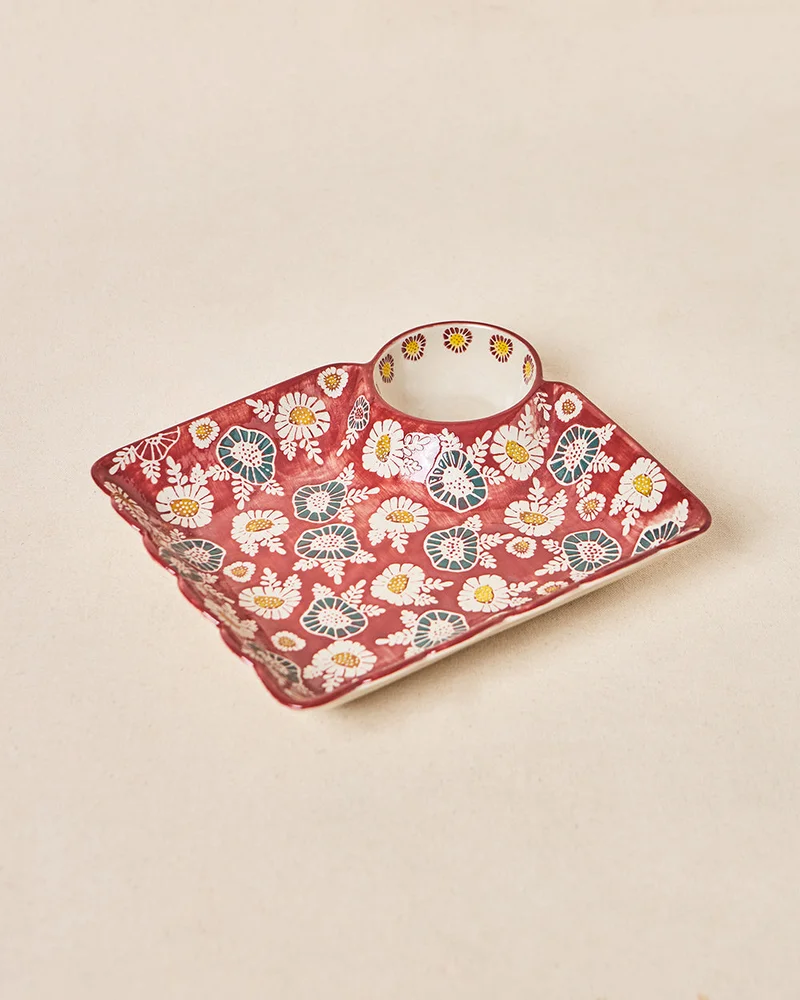Chumbak Wildflower Chip & Dip Platter, 120ml | Lost In Paradise