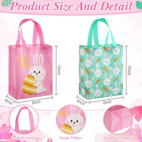 Wovnet 30 Pcs Gift Bags Reusable Non Woven Party Favor Goodie Treat Bags with Handle for Birthday Party Supplies 10 x 8 x 4In(Easter Bunny,Pink,30 Pcs) - Image 3
