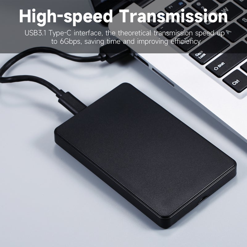 2.5 inch External SATA HDD/SSD Enclosure Type-C High-speed Transmission Tool-free Design Easy Installation Black(2 Cables) - Image 4