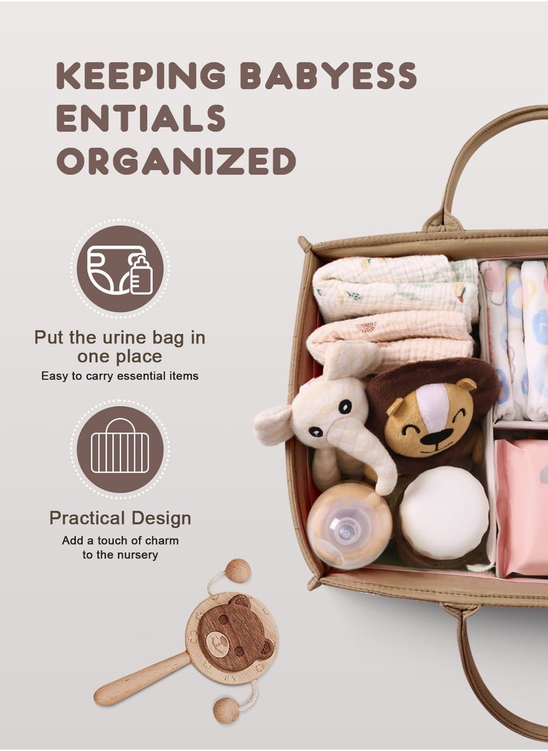 URbazaar - Baby Diaper Caddy Organizer, Stylish Nursery Storage Basket - Gift for Baby Shower, Baby Registry Must Have, Newborn Essentials - Baby Caddy Organizer for Diaper Station (Mocha Brown) - Image 1