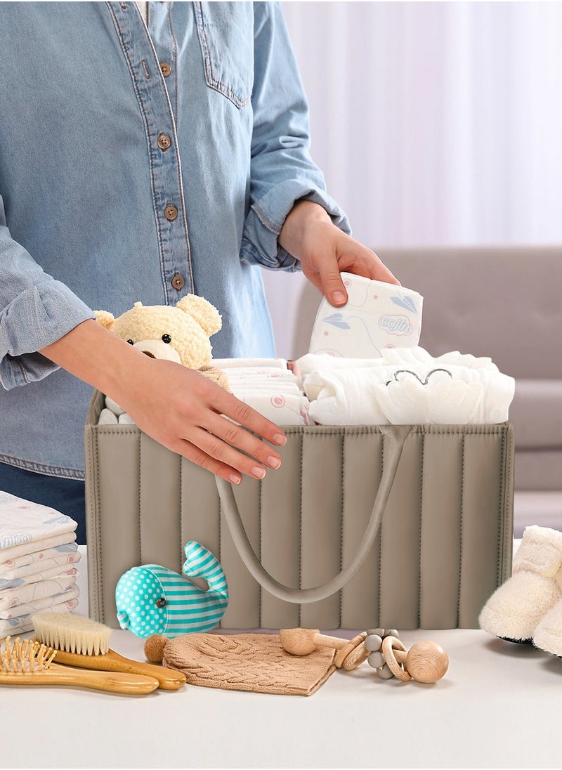 URbazaar - Baby Diaper Caddy Organizer, Stylish Nursery Storage Basket - Gift for Baby Shower, Baby Registry Must Have, Newborn Essentials - Baby Caddy Organizer for Diaper Station (Mocha Brown) - Image 1