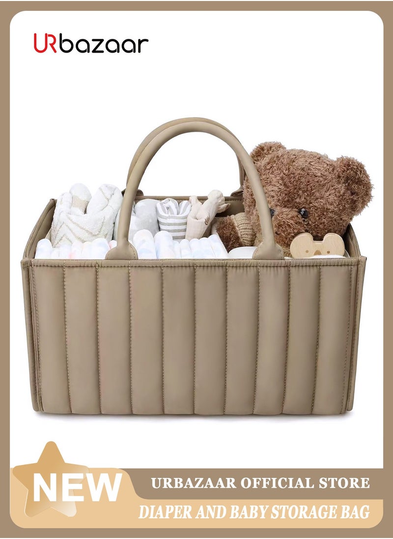 URbazaar - Baby Diaper Caddy Organizer, Stylish Nursery Storage Basket - Gift for Baby Shower, Baby Registry Must Have, Newborn Essentials - Baby Caddy Organizer for Diaper Station (Mocha Brown) - Image 1