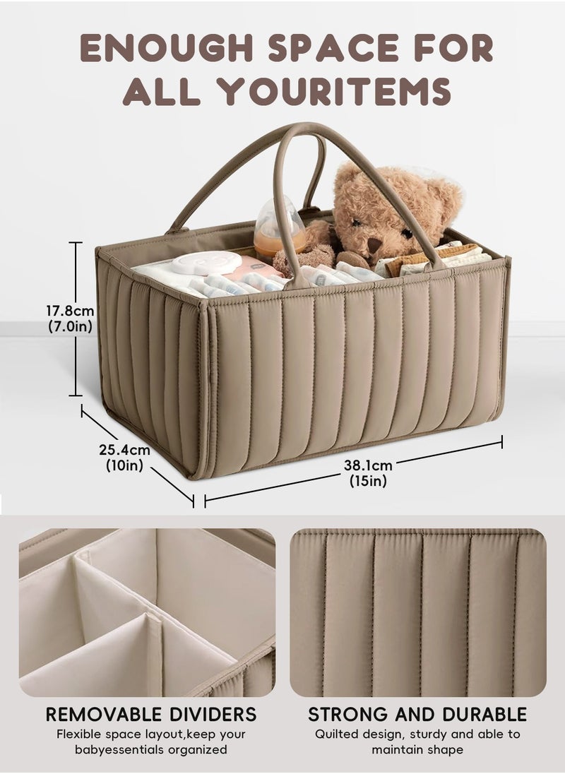 URbazaar - Baby Diaper Caddy Organizer, Stylish Nursery Storage Basket - Gift for Baby Shower, Baby Registry Must Have, Newborn Essentials - Baby Caddy Organizer for Diaper Station (Mocha Brown) - Image 1