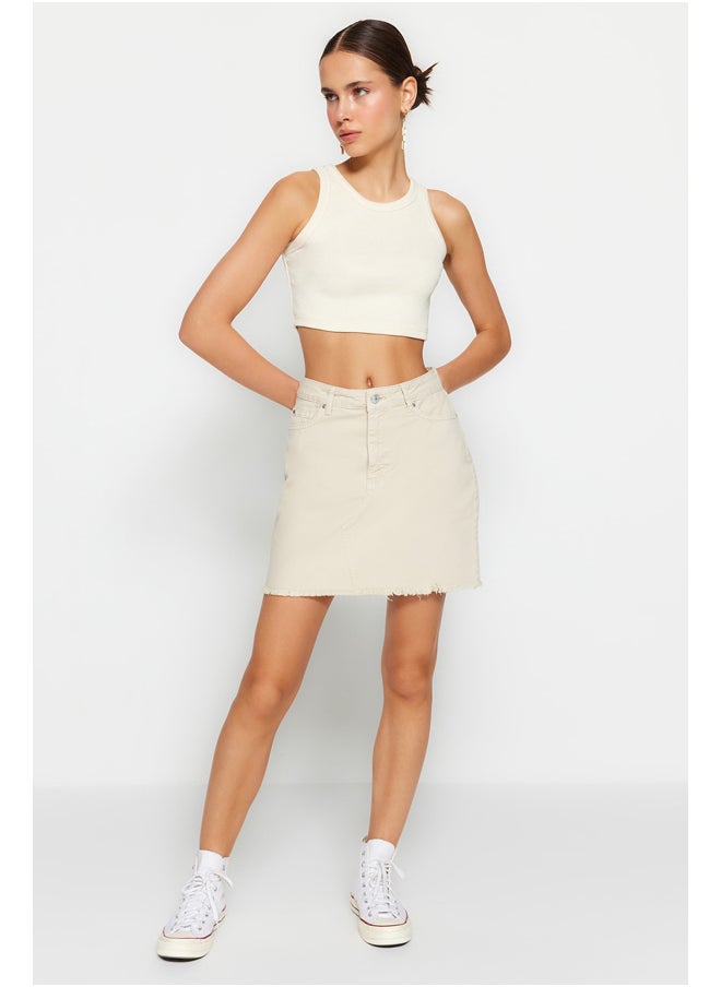 trendyol - تنورة جينز بيج فاتح TWOSS23ET00260 - Image 1