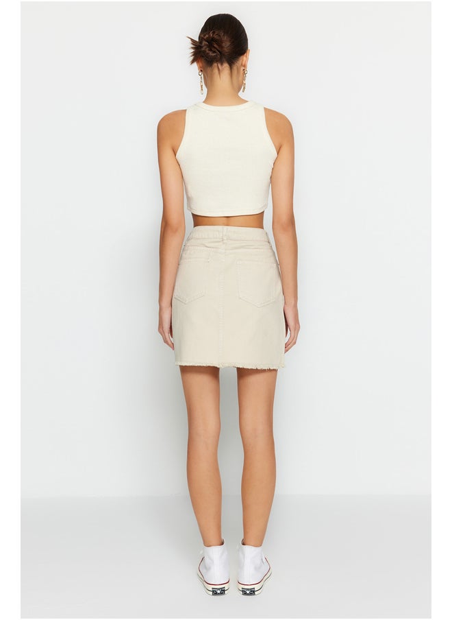 trendyol - تنورة جينز بيج فاتح TWOSS23ET00260 - Image 1