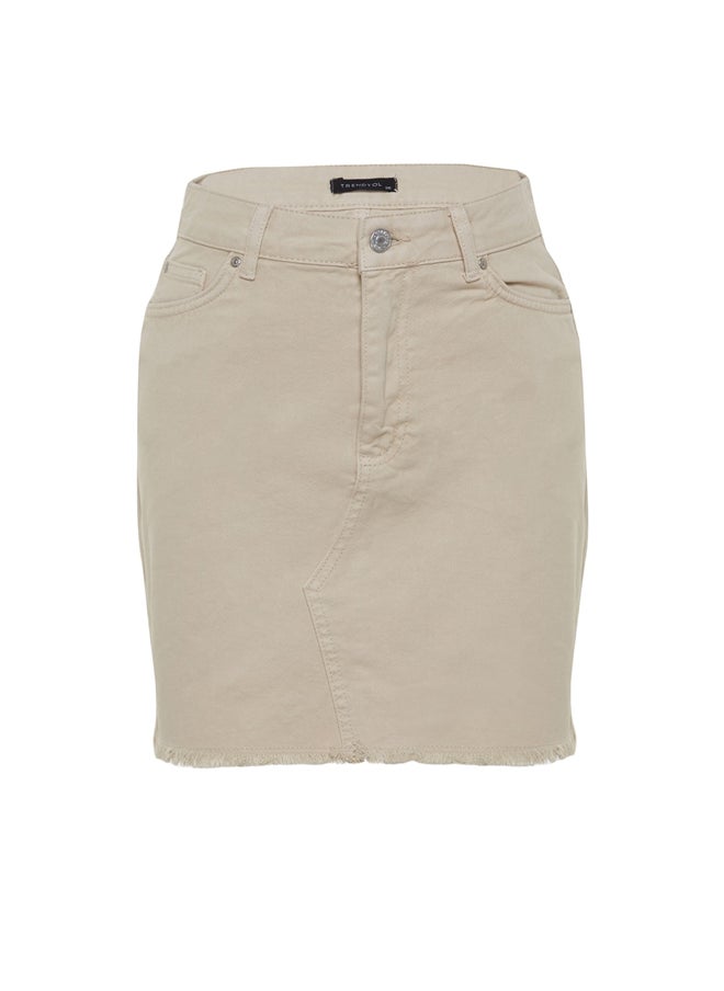 trendyol - تنورة جينز بيج فاتح TWOSS23ET00260 - Image 1