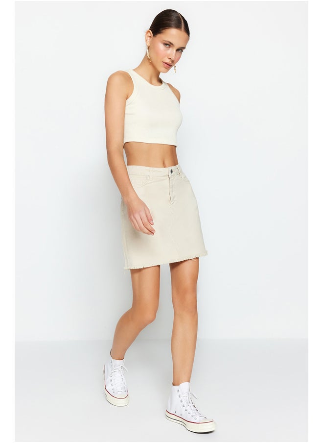 trendyol - تنورة جينز بيج فاتح TWOSS23ET00260 - Image 1