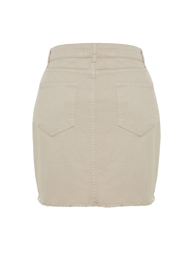 trendyol - تنورة جينز بيج فاتح TWOSS23ET00260 - Image 1