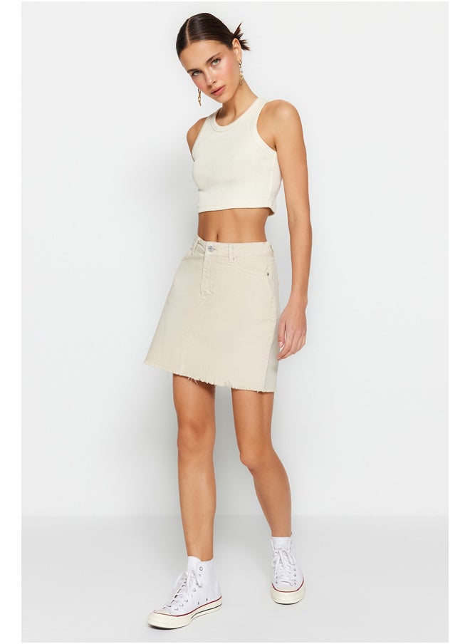 trendyol - تنورة جينز بيج فاتح TWOSS23ET00260 - Image 1