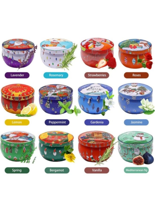 GGEROU مجموعة هدايا شموع معطرة 12 كوكبة لعيد الميلاد من شمع الصويا الطبيعي 2.5 أونصة، شموع الأبراج، عطر قوي للعلاج بالروائح مع علبة سفر محمولة - Image 2
