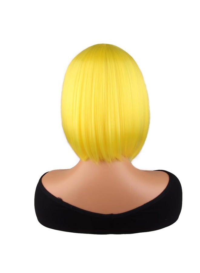 MAGQOO Yellow Wigs for Women 10 Inches Short Straight Yellow Bob Wigs Synthetic Heat Resistant - Image 4
