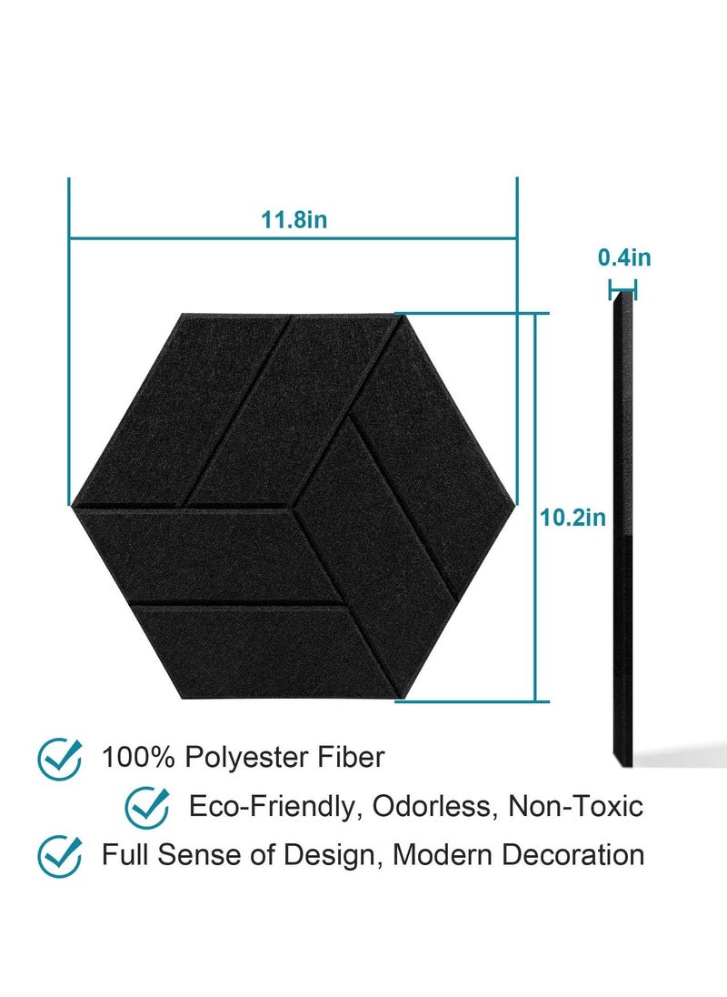 12 Pack Acoustic Panels Sound Proof Foam Panels, Hexagon Soundproof Wall Decorative Absorbing for Studio Office Home,Black